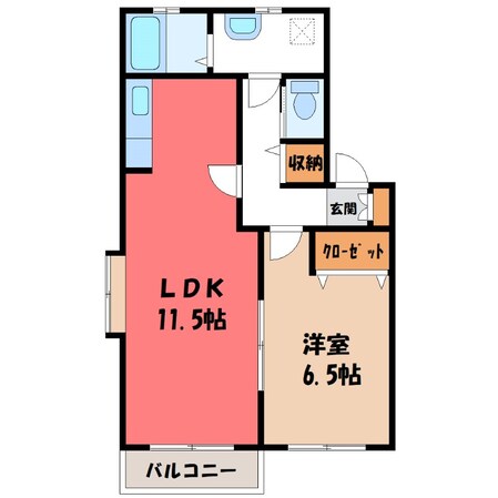 宇都宮駅 徒歩42分 1階の物件間取画像